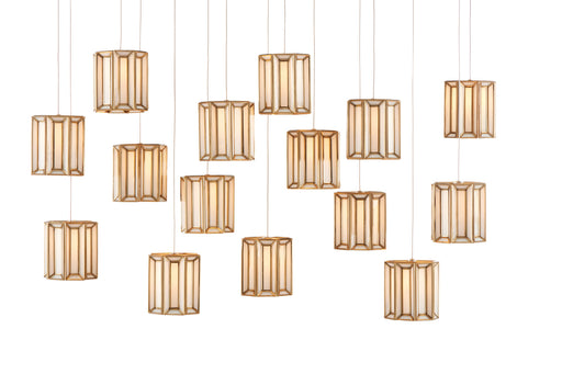 Currey and Company - 9000-0892 - 15 Light Pendant - Daze - Antique Brass/White/Painted Silver