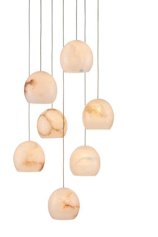 Currey and Company - 9000-0897 - Seven Light Pendant - Lazio - Natural/Painted Silver
