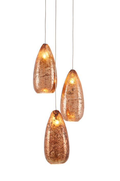 Currey and Company - 9000-0903 - Three Light Pendant - Rame - Copper/Silver/Painted Silver