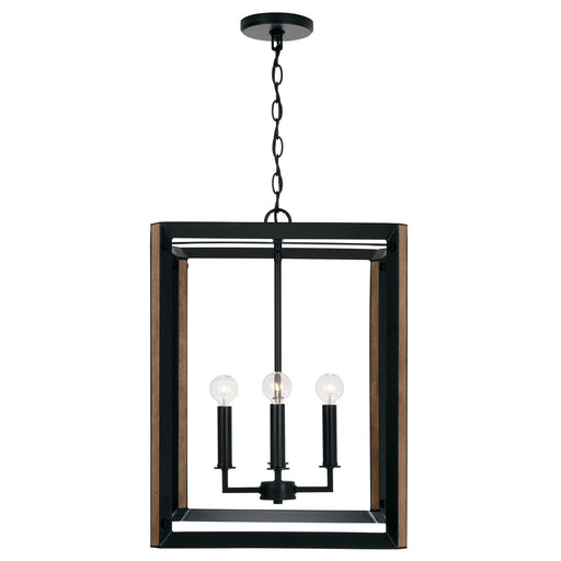 Capital Lighting - 545442KD - Four Light Foyer Pendant - Rowe - Matte Black and Brown Wood