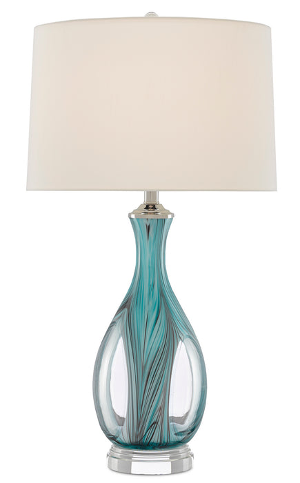 Currey and Company - 6000-0520 - One Light Table Lamp - Eudoxia - Blue/Clear/Polished Nickel