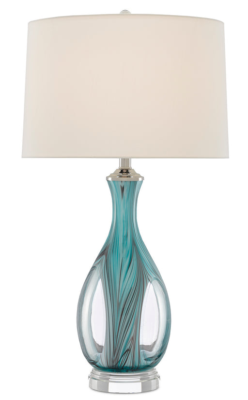 Currey and Company - 6000-0520 - One Light Table Lamp - Eudoxia - Blue/Clear/Polished Nickel