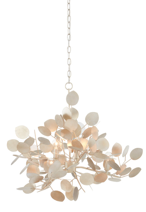 Currey and Company - 9000-0817 - Six Light Chandelier - Lunaria - Contemporary Silver Leaf