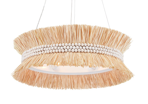 Currey and Company - 9000-0875 - Six Light Chandelier - Jamie Beckwith - Sugar White/Natural Raffia