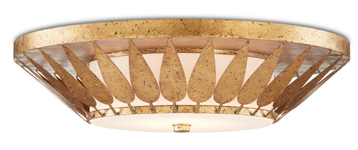 Currey and Company - 9999-0055 - LED Flush Mount - Floris - New Gold Leaf/Milky Glass