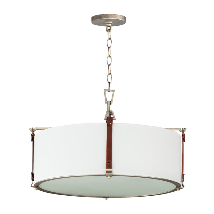 Maxim - 16135FTWZBSD - Four Light Pendant - Sausalito - Weathered Zinc / Brown Suede