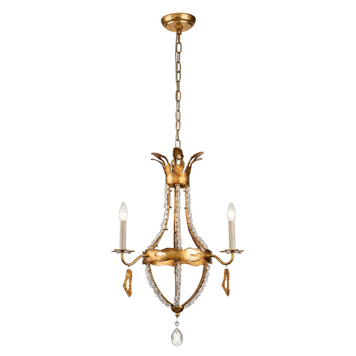 Lucas + McKearn - CH1036-3 - Three Light Chandelier - Monteleone - Gold Leaf w/Antique