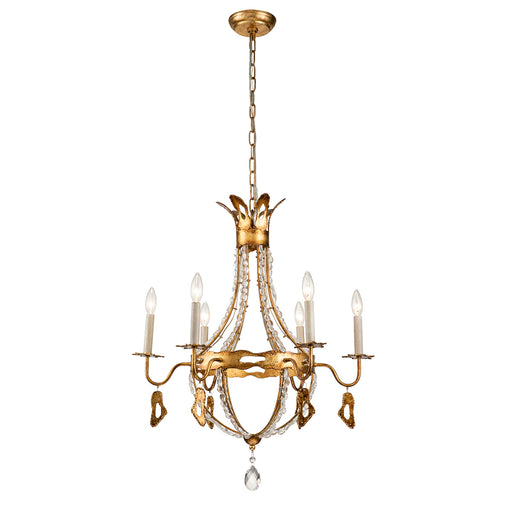 Lucas + McKearn - CH1036-6 - Six Light Chandelier - Monteleone - Gold Leaf w/Antique