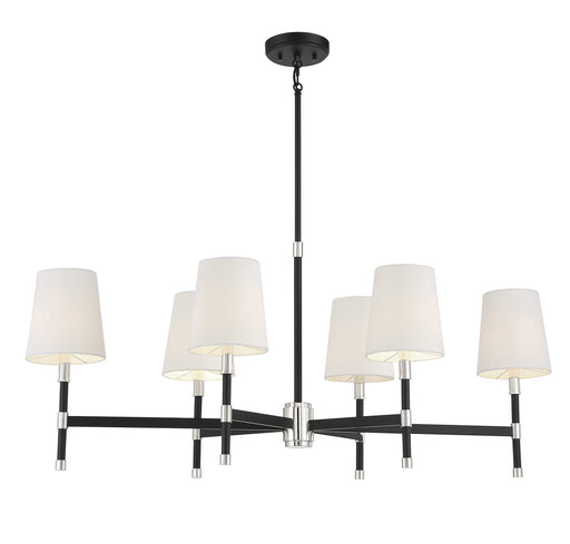 Savoy House - 1-1631-6-173 - Six Light Linear Chandelier - Brody - Matte Black with Polished Nickel Accents