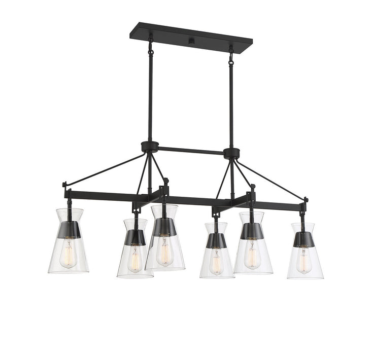 Savoy House - 1-1833-6-89 - Six Light Linear Chandelier - Lakewood - Matte Black