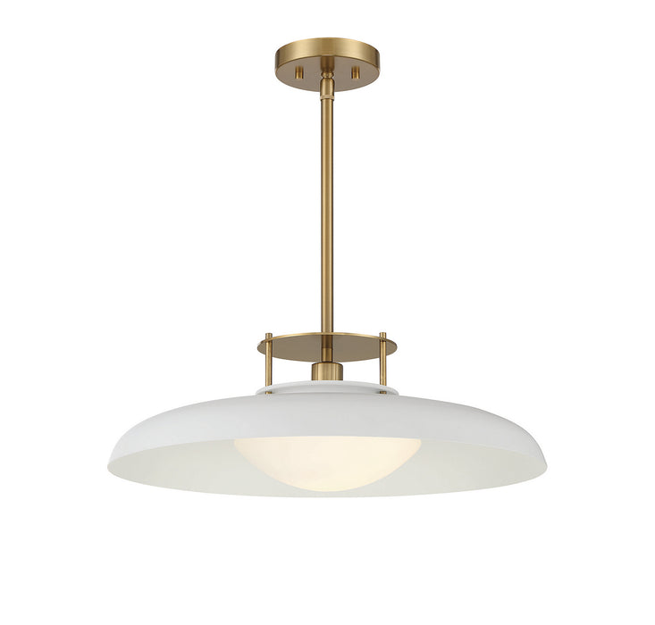 Savoy House - 7-1690-1-142 - One Light Pendant - Gavin - White with Warm Brass Accents
