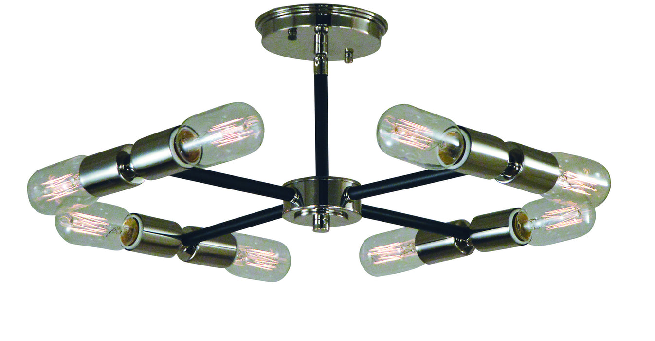 Framburg - L1018 PN/MBLACK - Eight Light Semi-Flush Mount - Gyrate - Polished Nickel with Matte Black Accents