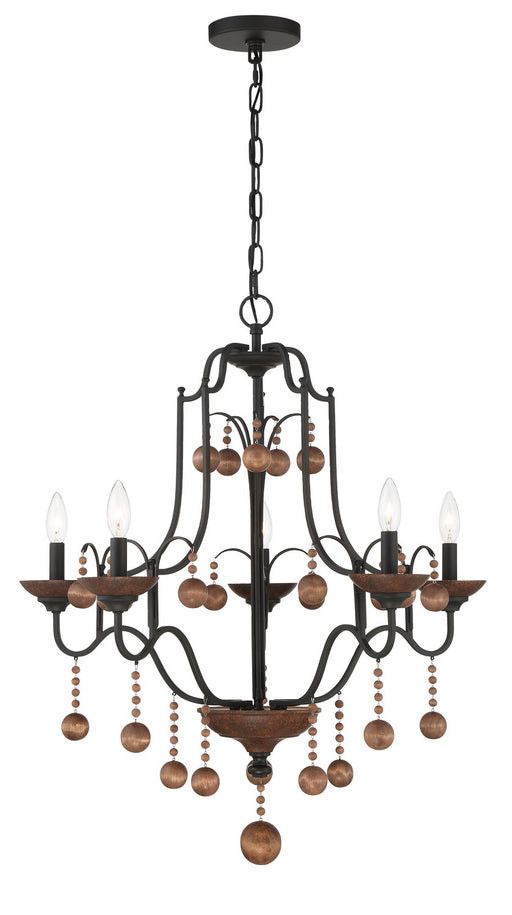 Minka-Lavery - 2665-723 - Five Light Chandelier - Colonial Charm - Old World Bronze W/Walnut Acce