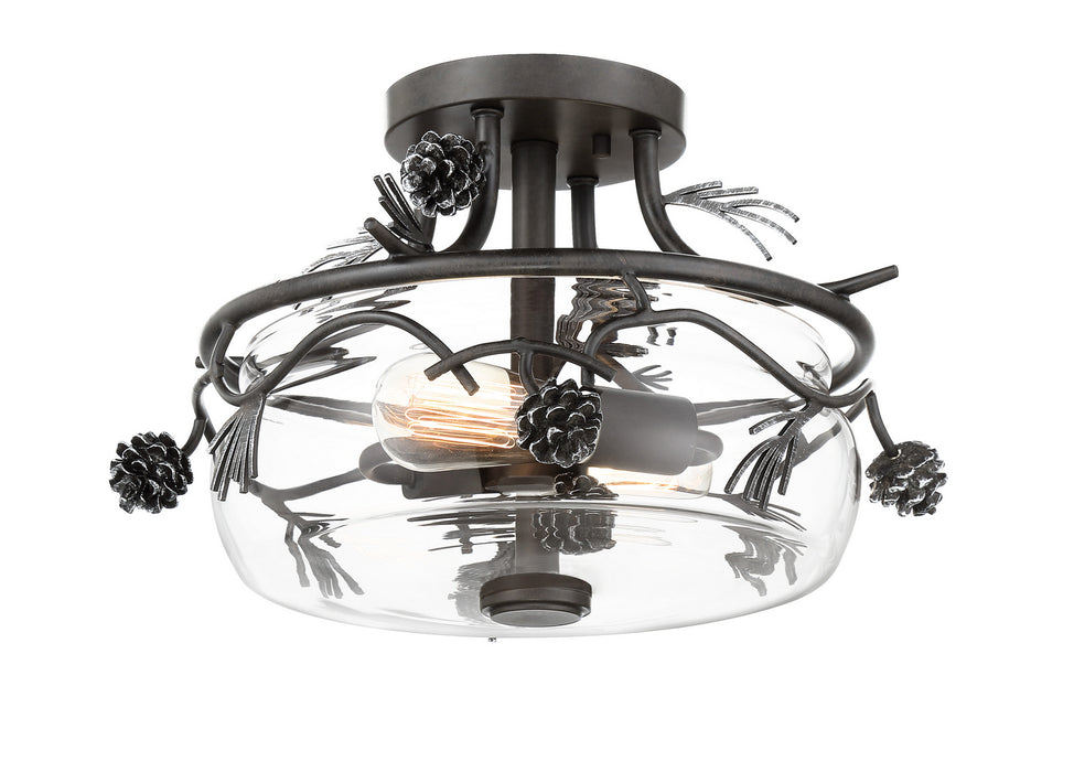 Minka-Lavery - 2753-694 - Two Light Semi Flush Mount - Ponderosa Ridge - Weathered Spruce W/ Silver