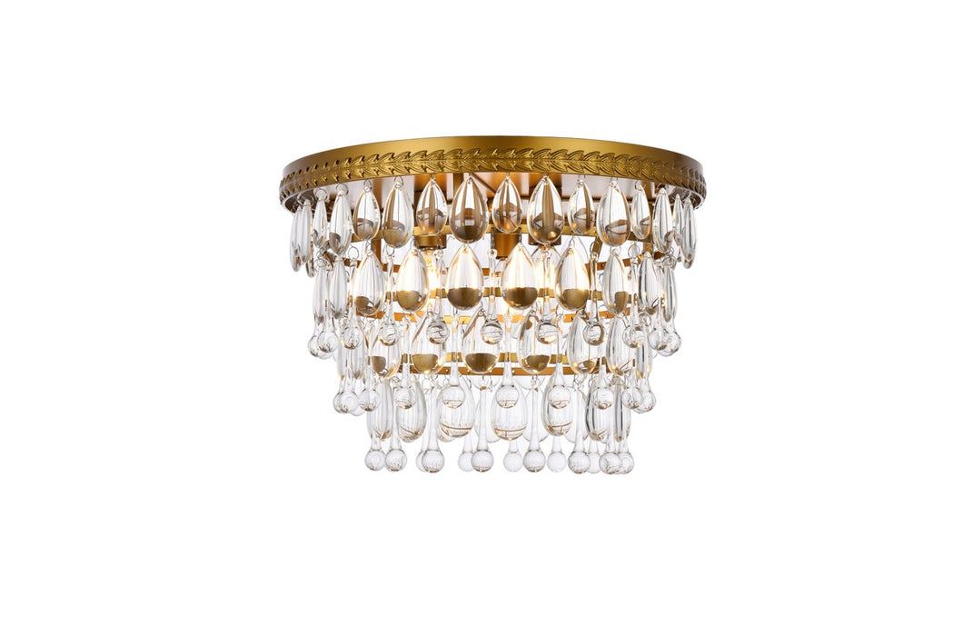Elegant Lighting - 1219F15BR/RC - Three Light Flush Mount - Nordic - Brass And Clear