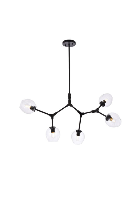 Elegant Lighting - 1712D42BK - Five Light Chandelier - Cavoli - Black And Clear