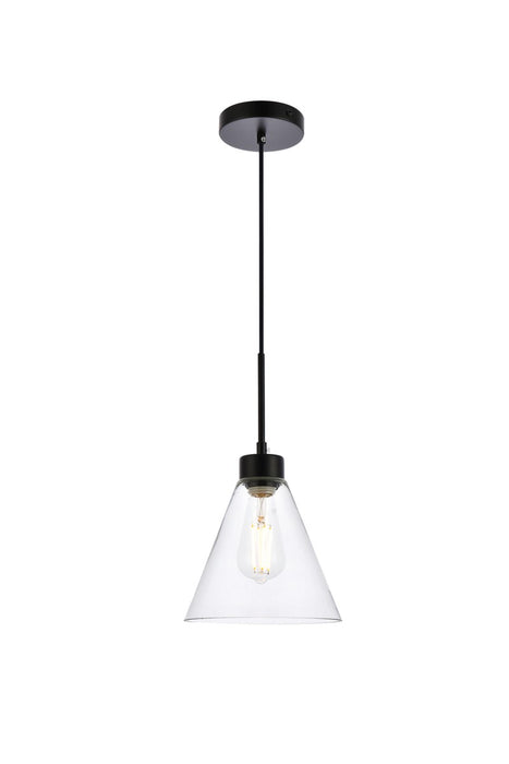 Elegant Lighting - LD2501BK - One Light Pendant - Mera - Black And Clear