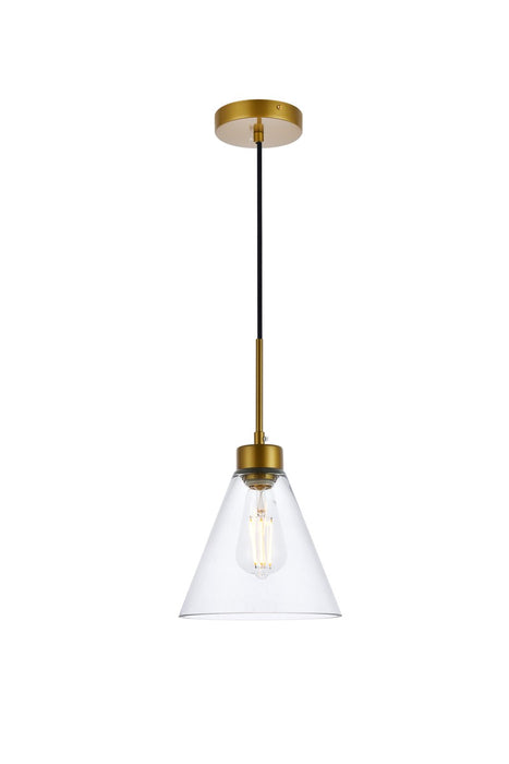 Elegant Lighting - LD2501BR - One Light Pendant - Mera - Brass And Clear