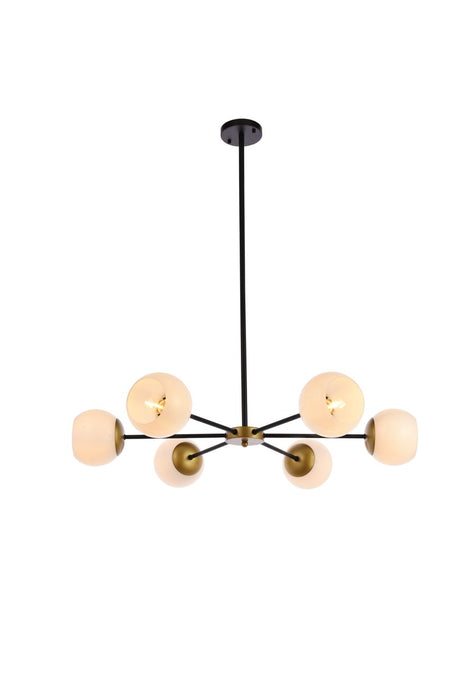 Elegant Lighting - LD643D36BRK - Six Light Pendant - Briggs - Black And Brass And White