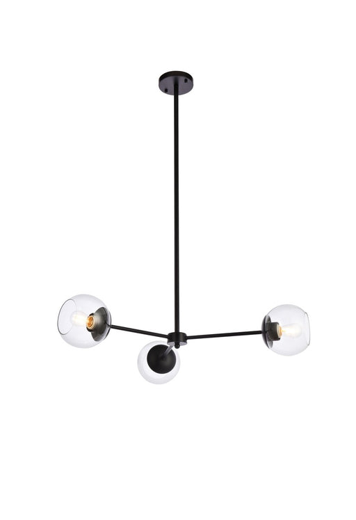 Elegant Lighting - LD646D32BK - Three Light Pendant - Briggs - Black And Clear