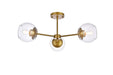 Elegant Lighting - LD648F26BR - Three Light Flush Mount - Briggs - Brass And Clear