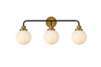 Elegant Lighting - LD7034W28BRB - Three Light Bath - Hanson - Black And Brass And Frosted Shade