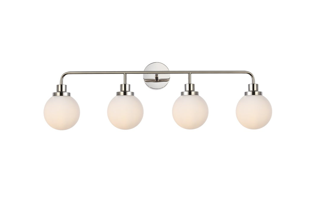 Elegant Lighting - LD7036W38PN - Four Light Bath - Hanson - Polished Nickel And Frosted Shade