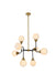 Elegant Lighting - LD7038D36BRB - Eight Light Pendant - Hanson - Black And Brass And Frosted Shade