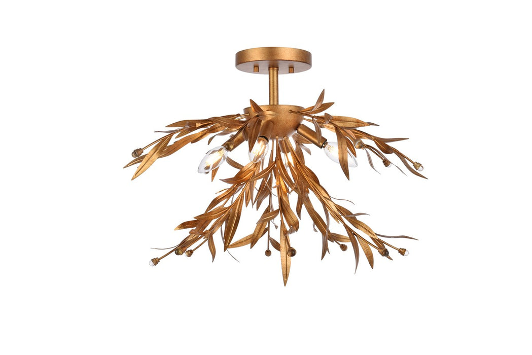 Elegant Lighting - LD810F23GL - Four Light Flush Mount - Priscilla - Gold Leaf