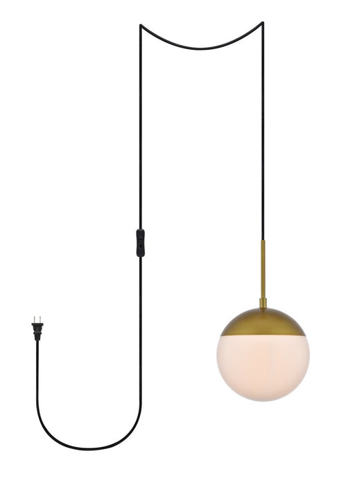 Elegant Lighting - LDPG6030BR - One Light Plug in Pendant - Eclipse - Brass And Frosted White