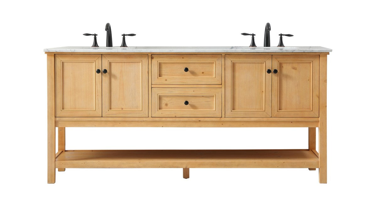 Elegant Lighting - VF27072DNW - Double Bathroom Vanity - Metropolis - Natural Wood