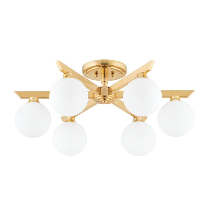 Corbett Lighting - 402-06-VB - Six Light Semi Flush Mount - Astra - Vintage Brass