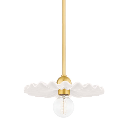 Mitzi - H499701-AGB/CCR - One Light Pendant - Tinsley - Aged Brass/Ceramic Gloss Cream