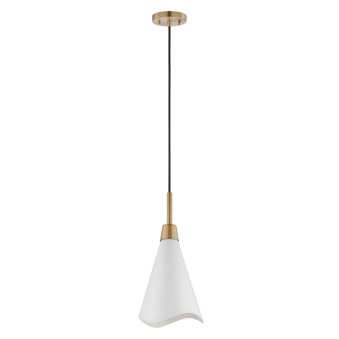Nuvo Lighting - 60-7477 - One Light Pendant - Tango - Matte White / Burnished Brass