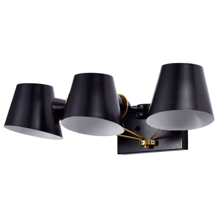 Nuvo Lighting - 60-7383 - Three Light Vanity - Baxter - Black / Burnished Brass