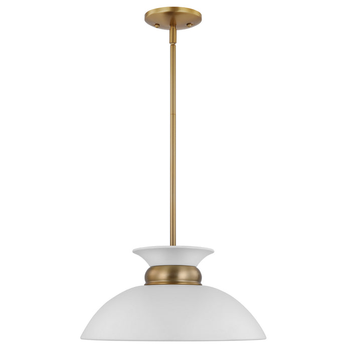 Nuvo Lighting - 60-7463 - One Light Pendant - Perkins - Matte White / Burnished Brass