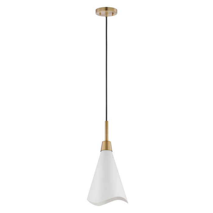 Nuvo Lighting - 60-7471 - One Light Pendant - Tango - Matte White / Burnished Brass