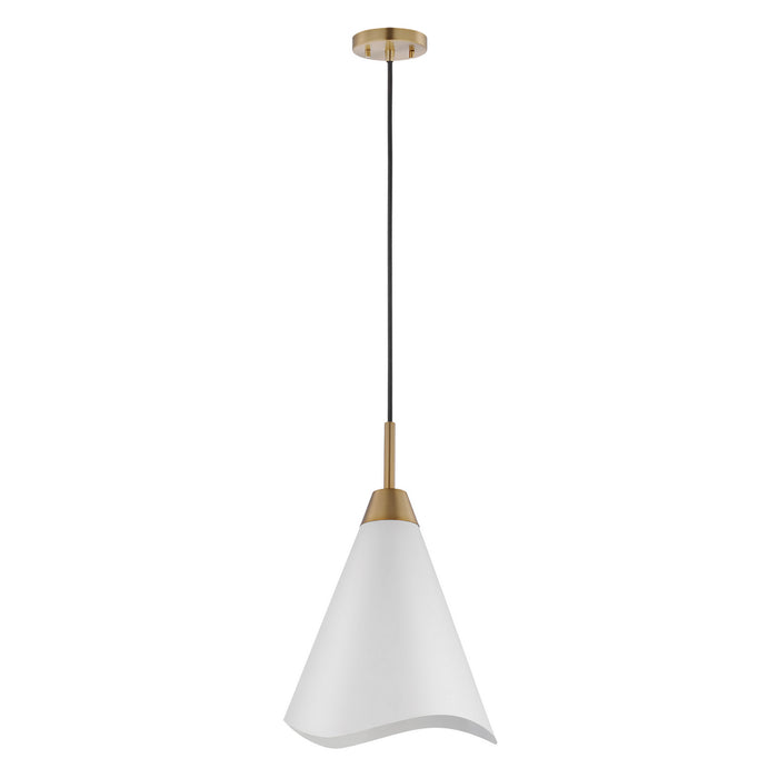 Nuvo Lighting - 60-7474 - One Light Pendant - Tango - Matte White / Burnished Brass