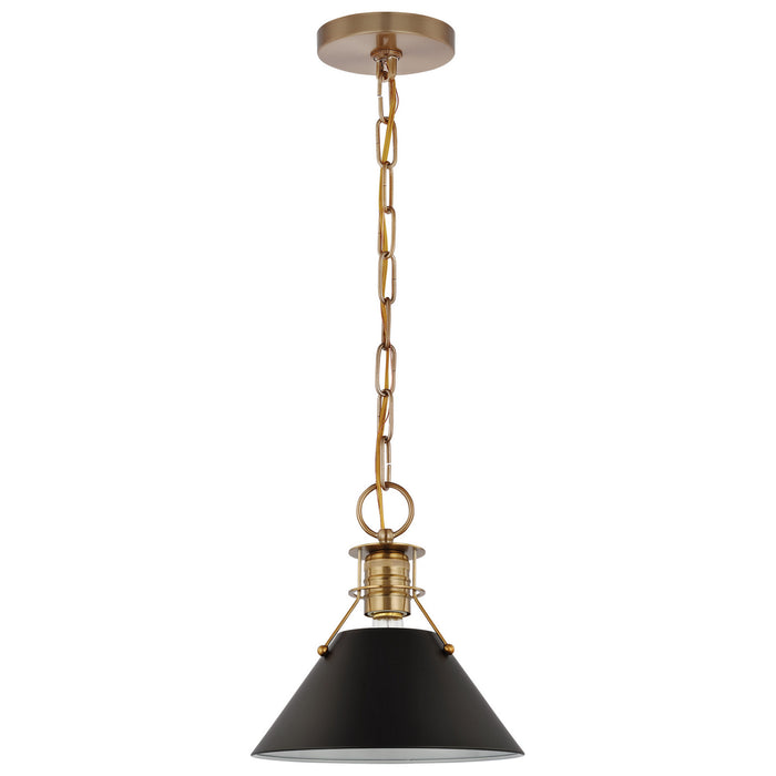 Nuvo Lighting - 60-7521 - One Light Pendant - Outpost - Matte Black / Burnished Brass