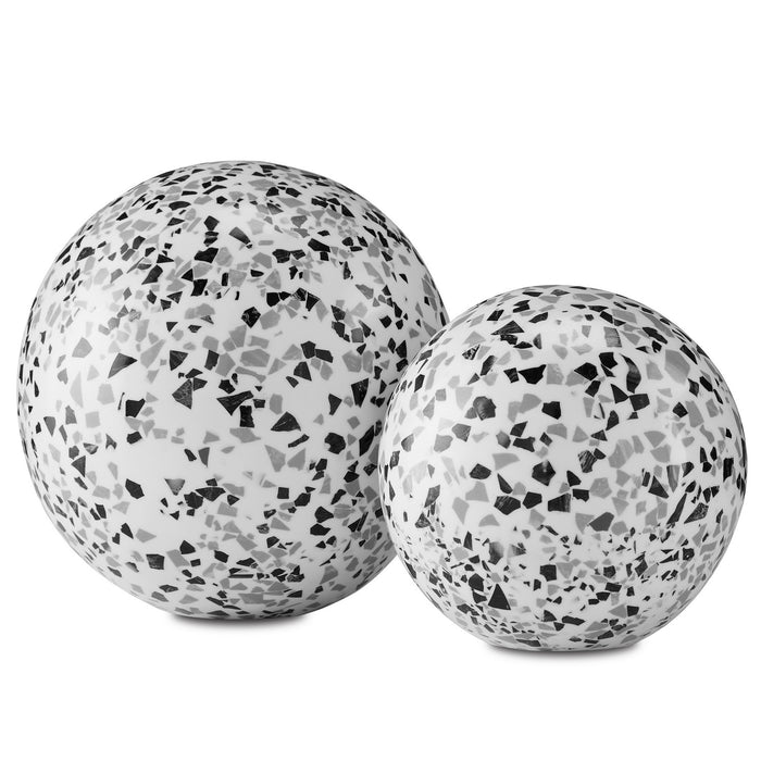 Currey and Company - 1200-0590 - Ball Set of 2 - Ross - Black/White/Gray
