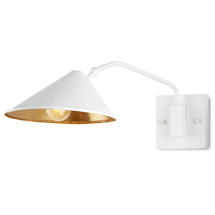 Currey and Company - 5000-0205 - One Light Wall Sconce - Serpa - Gesso White/Contemporary Gold Leaf