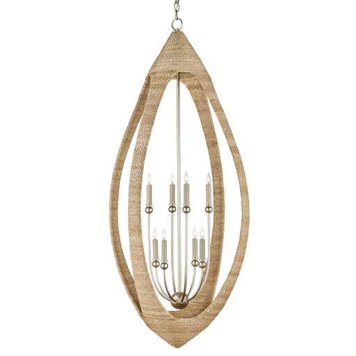 Currey and Company - 9000-0836 - Eight Light Chandelier - Menorca - Contemporary Silver Leaf/Smokewood/Natural Rope