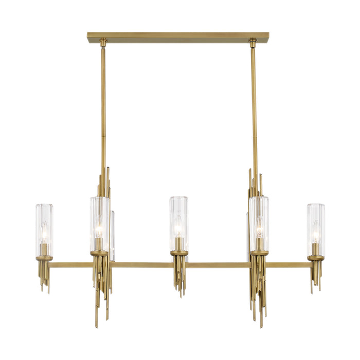 Alora - LP335838VBCR - Eight Light Pendant - Torres - Ribbed Glass/Vintage Brass