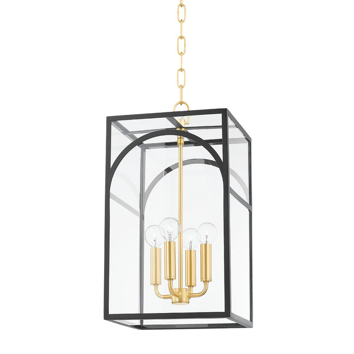 Mitzi - H642704S-AGB/TBK - Four Light Pendant - Addison - Aged Brass/Textured Black Combo