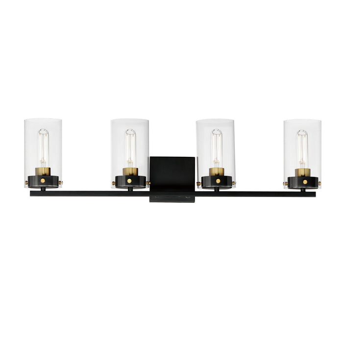 Maxim - 12404CLBKSBR - Four Light Bath Vanity - Pinn - Black / Satin Brass