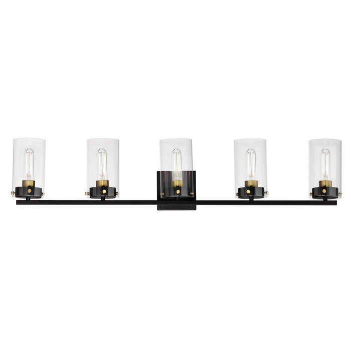 Maxim - 12405CLBKSBR - Five Light Bath Vanity - Pinn - Black / Satin Brass