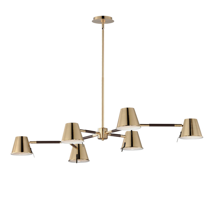 Maxim - 25176DBZHR - LED Chandelier - Carlo - Dark Bronze, Leather, Heritage Brass