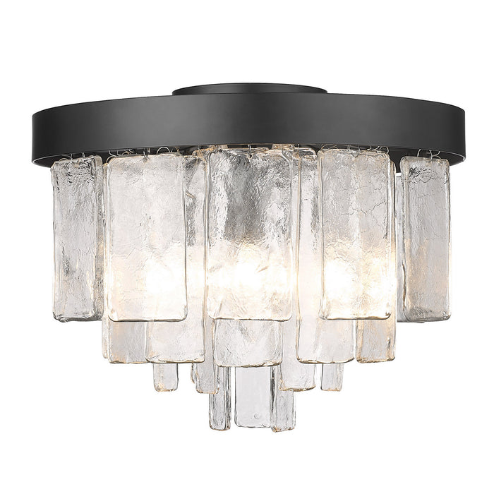 Golden - 1768-FM BLK-HWG - Three Light Flush Mount - Ciara BLK - Matte Black