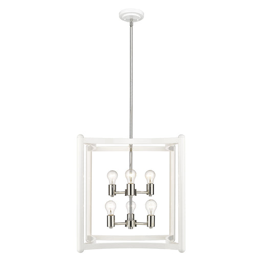 Acclaim Lighting - IN20041WH - Six Light Pendant - Coyle - White with Polished Nickel Cluster