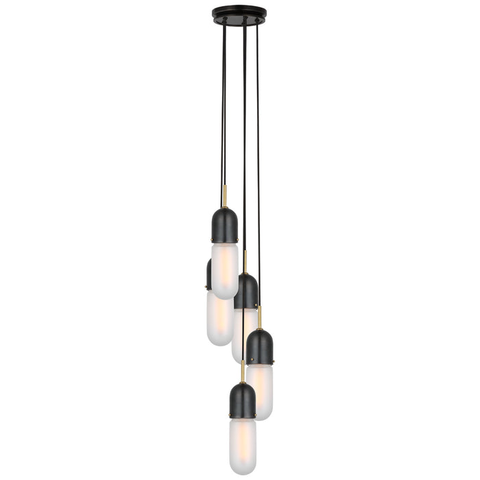Visual Comfort Signature - TOB 5645BZ/HAB-FG-5 - LED Pendant - Junio - Bronze and Brass